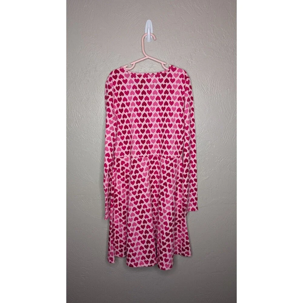 NWT Children's Place Girls XLarge Pink Hearts Long Sleeve Dress - Picture 7 of 7